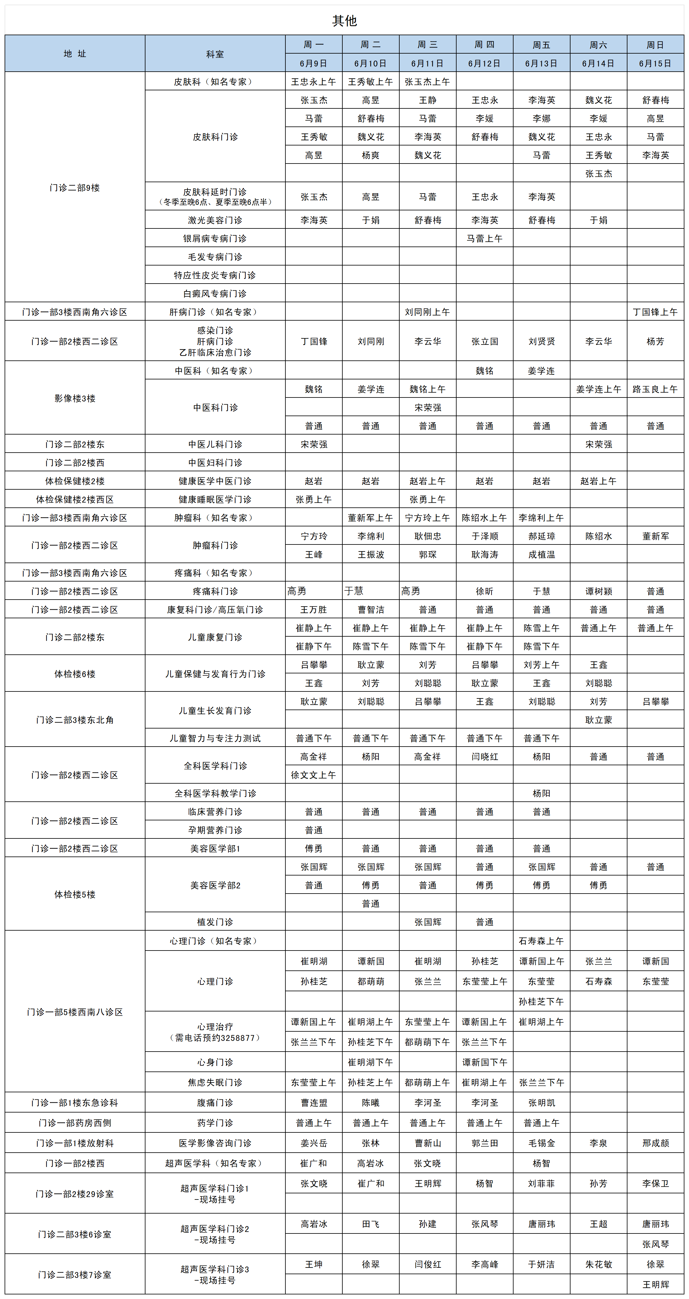 2025年6月9-15排班收班表 - 不含儿科_其他.png